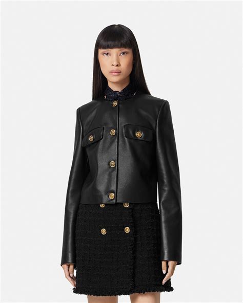 versace lederjacke damen|versace leather jacket.